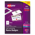 Avery Self-Laminating Laser/Inkjet Printer Badges, 2.25 x 3.5, White, 30/Box