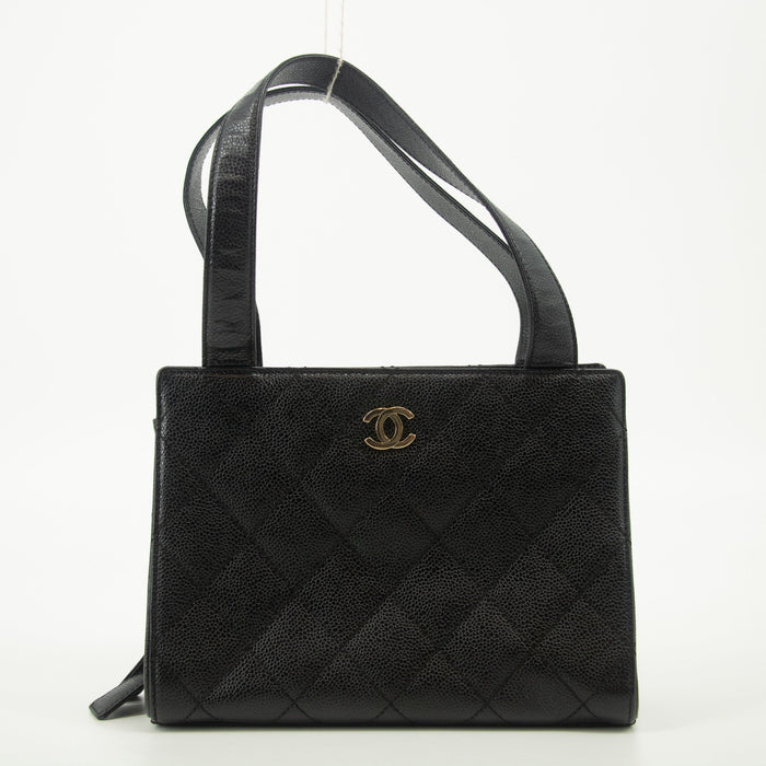 Chanel Matelasse Caviar Skin Black Tote Bag Silver Hardware #2542 by Bolt Boutique