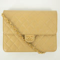 Chanel Lamb Skin Beige Single Flap Gold Hardware Shoulder Bag-#2545 by Bolt Boutique