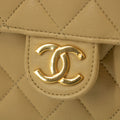 Chanel Lamb Skin Beige Single Flap Gold Hardware Shoulder Bag-#2545 by Bolt Boutique