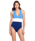 Lauren Ralph Lauren Color-Block Twist Back Halter One-Piece Swimsuit, Us 12 by Vanessa Jane
