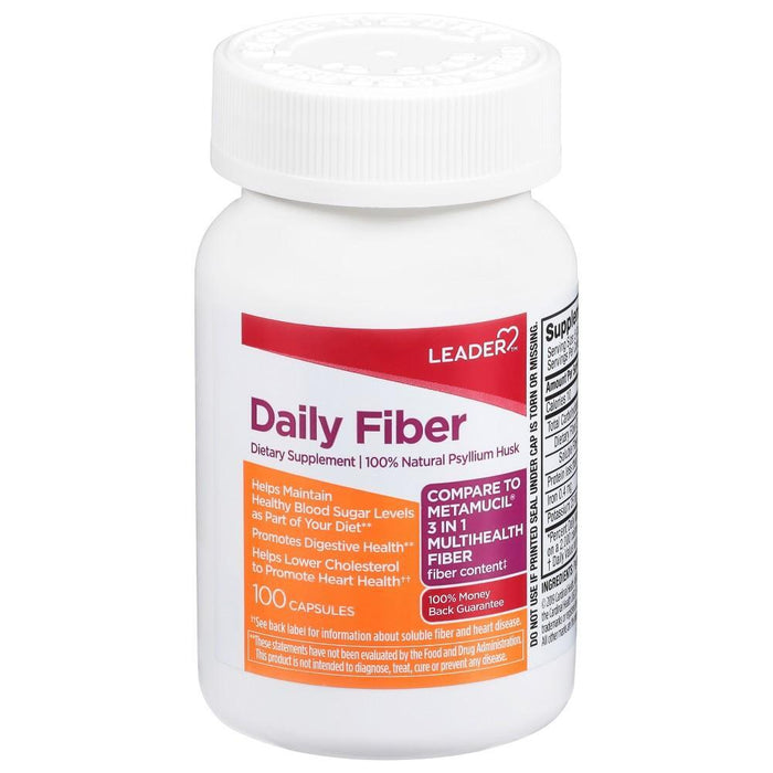 Leader Daily Fiber Dietary Supplement, 100 Capsules by Pasteur Pharmacy