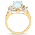 14K Yellow Gold Plated 6.72 Carat Genuine Aquamarine and White Topaz .925 Sterling Silver Ring by Bids.com