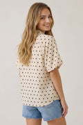 Polka Dot Bubble Sleeve Blouse by Boutique 23