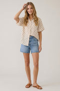 Polka Dot Bubble Sleeve Blouse by Boutique 23