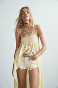 Free People Loving Good Vibrations Cotton Frayed Denim Shorts by Vanessa Jane
