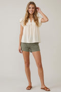 Embroidery Scalloped Detail Top by Boutique 23