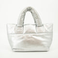 Chanel Grey Metallic Lambskin Quilted Small Coco Cocoon Reversible Tote Light Grey -#2556 by Bolt Boutique