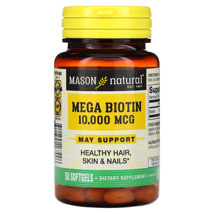 Mason Natural 10000 Mcg Mega Biotin 50 Softgels by Pasteur Pharmacy