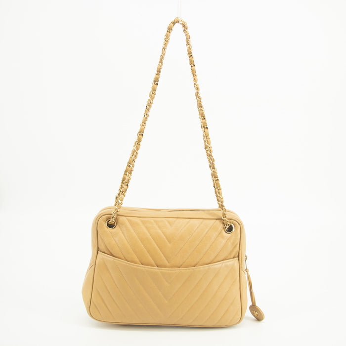 Chanel Lambskin Chevron Beige Camera Bag #2567 by Bolt Boutique