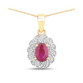 Genuine 10K Ruby and White Diamond Pendant by Fine Color Jewels