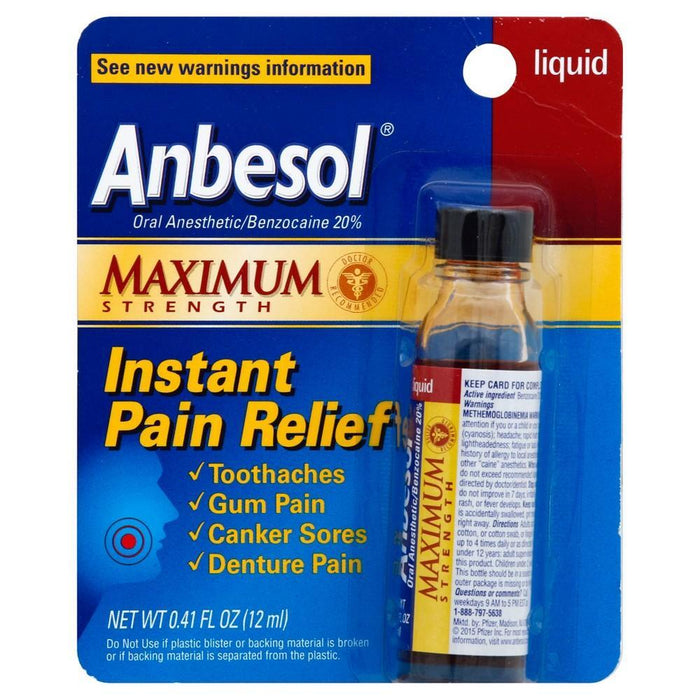 Anbesol Oral Anesthetic Maximum Strength Instant Pain Relief Liquid by Pasteur Pharmacy