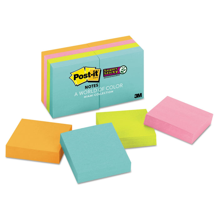 Post-it Pads in Supernova Neon Collection Colors, 2" x 2", 90 Sheets/Pad, 8 Pads/Pack