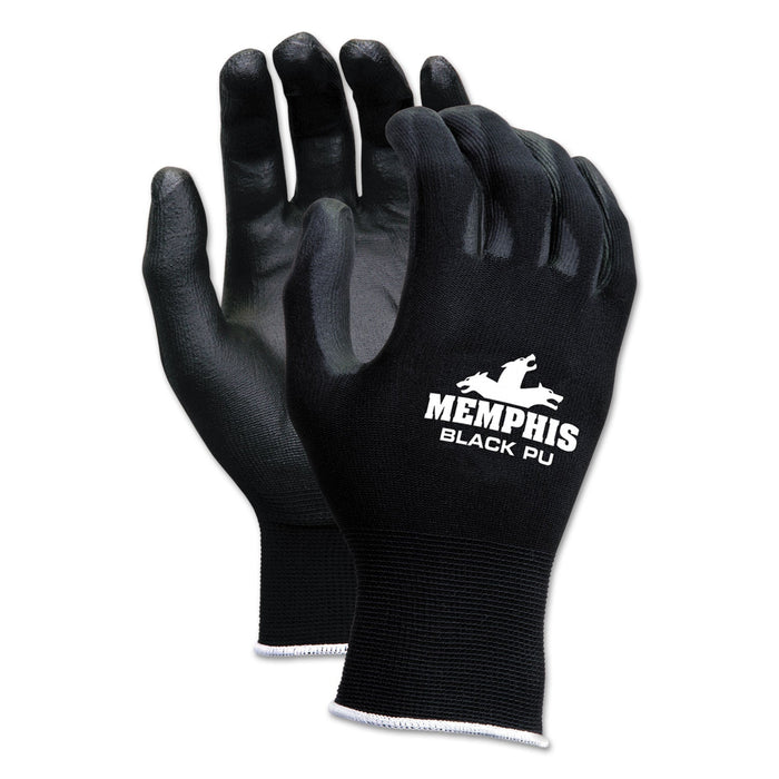 MCR Economy PU Coated Work Gloves, Black, Small, 1 Dozen
