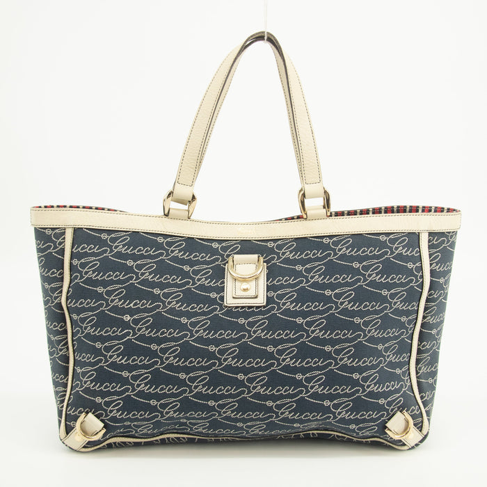 Gucci Canvas Abbey Insignia Blue Tote Bag #2577 by Bolt Boutique