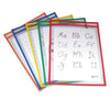C-Line Reusable Dry Erase Pockets, 9 x 12, Assorted Primary Colors, 5/Pack