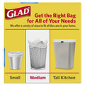 Glad OdorShield Medium Quick-Tie Trash Bags, 8 gal, 0.57 mil, 21.63" x 23", White, 26/Box