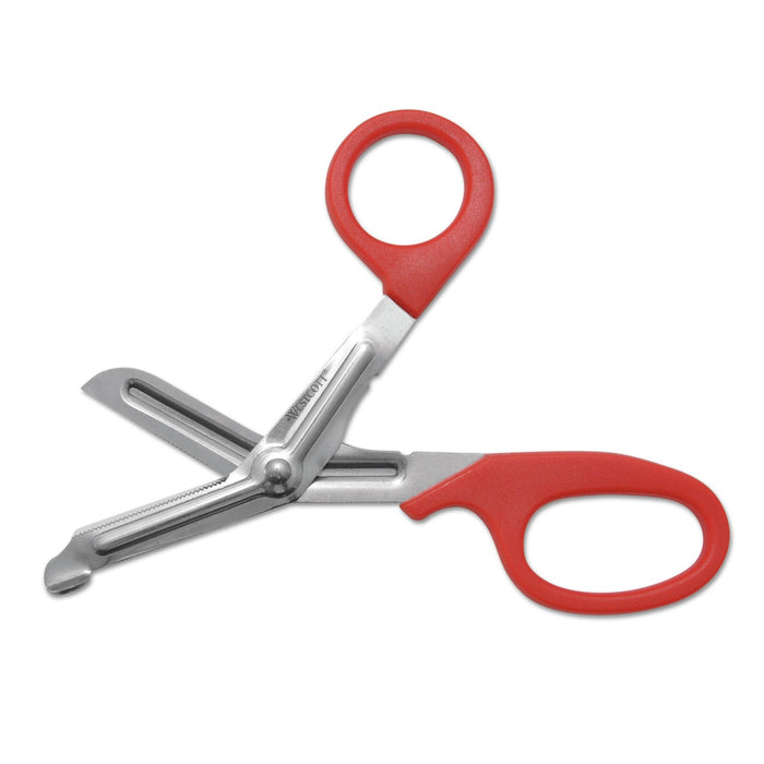 Westcott Stainless Steel Office Snips, 7" Long, 1.75" Cut Length, Red Offset Handle
