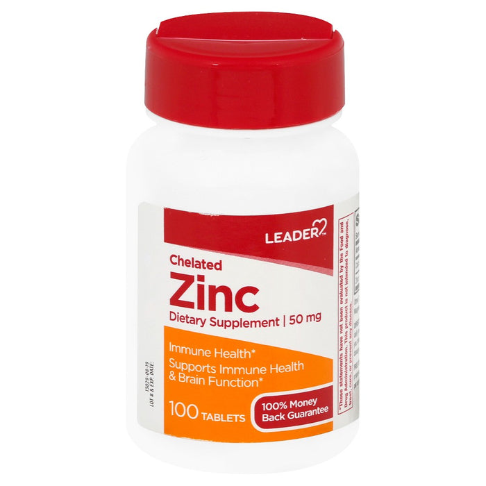 Leader™ Chelated Zinc 50 mg – High Absorption Immune Support (100 Tablets) by Pasteur Pharmacy