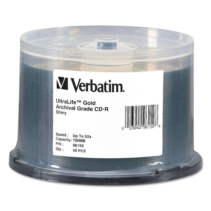 Verbatim CD-R Archival Grade Recordable Disc, 700 MB/80 min, 52x, Spindle, Gold, 50/Pack