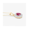 Genuine 10K Ruby and White Diamond Pendant by Fine Color Jewels