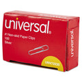 Universal Paper Clips, #1, Nonskid, Silver, 100 Clips/Box, 10 Boxes/Pack