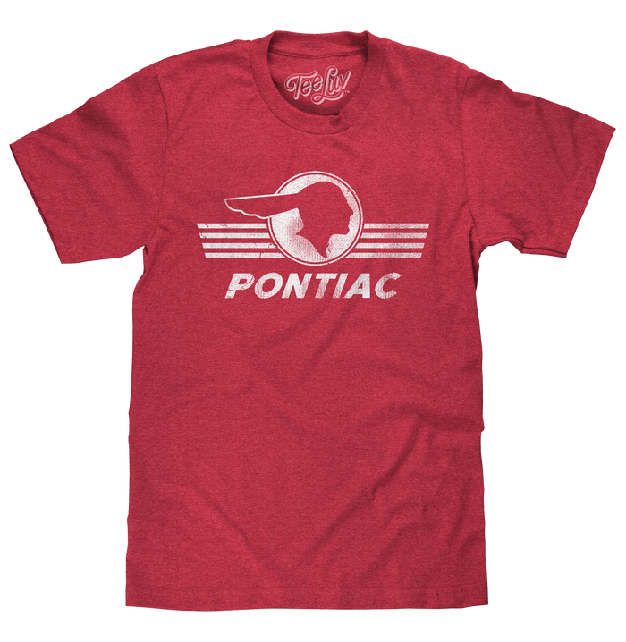 Pontiac Distressed Headdress Logo T-Shirt - Red by Tee Luv