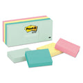Post-it Original Pads in Beachside Cafe Collection Colors, 1.38" x 1.88", 100 Sheets/Pad, 12 Pads/Pack
