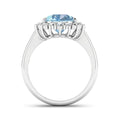 Genuine Diamond Aquamarine Teardrop Engagement Ring by Fine Color Jewels