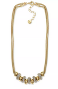 Alfani Gold-Tone Pave Beaded Double Chain Statement Necklace, 17 + 2 Extender by Vanessa Jane