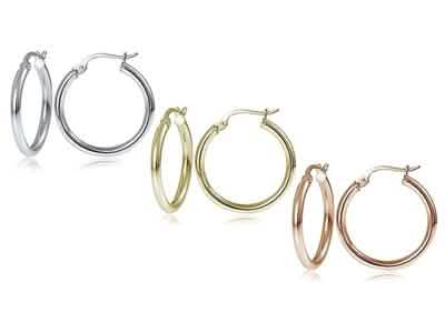 25mm Classic French Lock Hoops in Solid Sterling Silver by DailySale