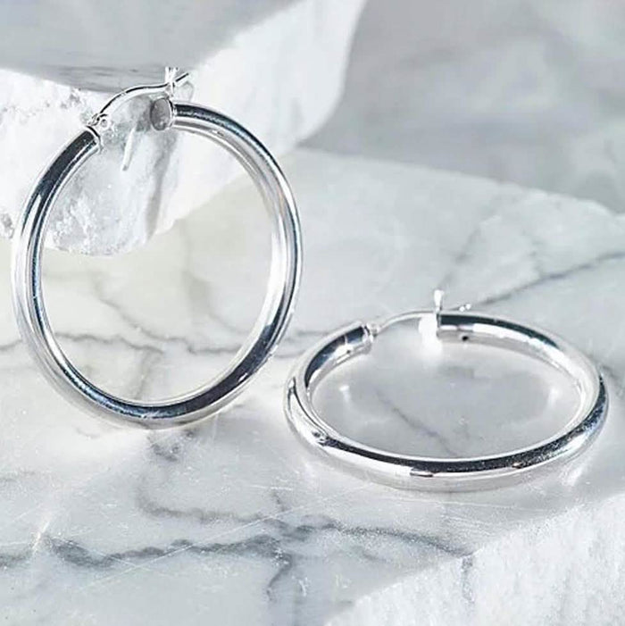 25mm Solid Sterling Silver Classic French Lock Hoops by DailySale