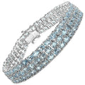 26.20 Ct Oval Sky Blue Topaz Prong Sterling Silver Triple Row Tennis Bracelet by Fine Color Jewels