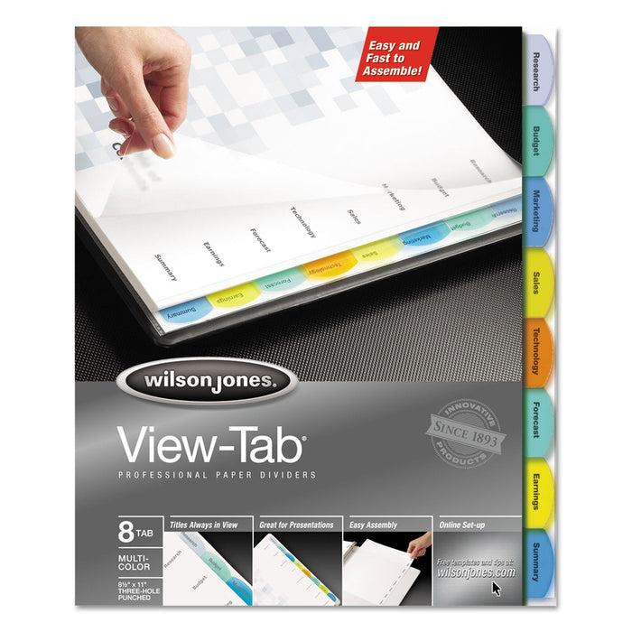 Wilson Jones View-Tab Paper Index Dividers, 8-Tab, 11 x 8.5, White, 1 Set