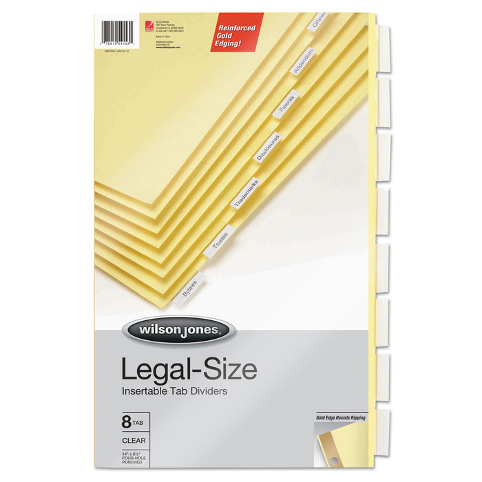 Wilson Jones Insertable Tab Dividers, 4-Hole Punched, 8-Tab, 14 x 8.5, Buff, 1 Set