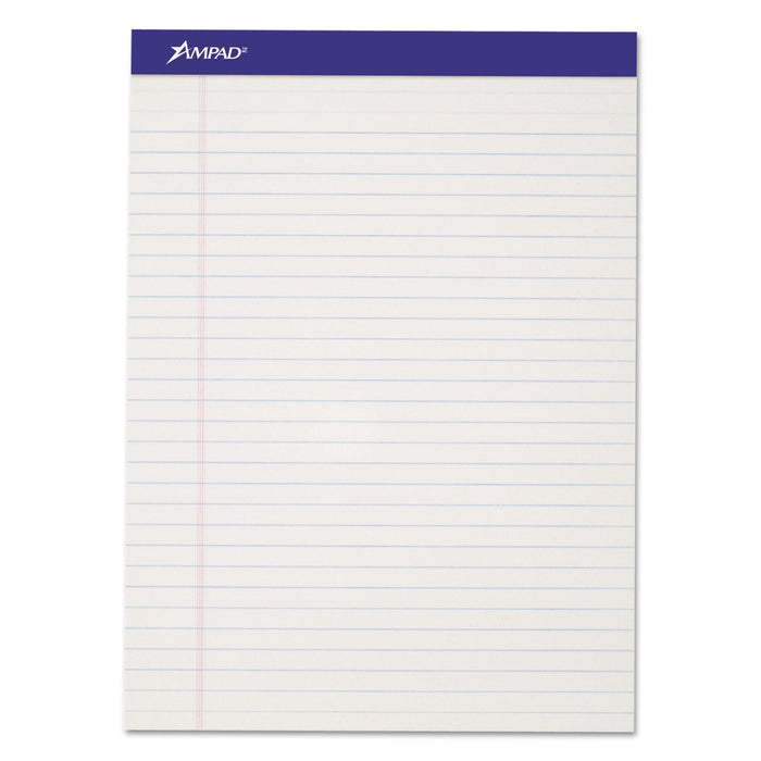 Ampad Perforated Writing Pads, Wide/Legal Rule, 50 White 8.5 x 11.75 Sheets, Dozen