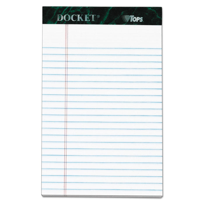 TOPS Docket Ruled Perforated Pads, Narrow Rule, 50 White 5 x 8 Sheets, 6/Pack