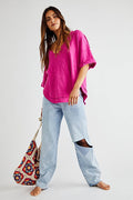 Free People North Star T-Shirt, Size X-Small in Fuchsia Fantastic, Size Xs by Vanessa Jane