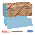 WypAll L10 Windshield Wipers, Banded, 2-Ply, 9.38 x 10.25, Light Blue, 140/Pack, 16 Packs/Carton