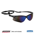 KleenGuard Nemesis Safety Glasses, Black Frame, Blue Mirror Lens