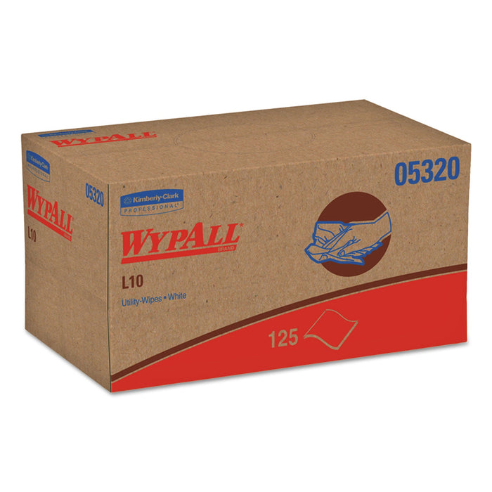WypAll L10 Towels, POP-UP Box, 1-Ply, 9 x 10.5, White, 125/Box, 18 Boxes/Carton