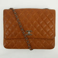 Chanel Matelasse Single Flap 30 Silver Chain Brown Caviar Skin 19 Series #2616 by Bolt Boutique