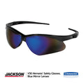 KleenGuard Nemesis Safety Glasses, Black Frame, Blue Mirror Lens