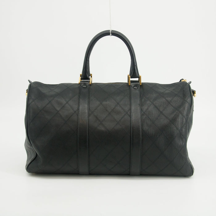 Chanel Calfskin Stitched CC Bicolor 2way Boston Bag Black #2618 by Bolt Boutique