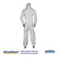 KleenGuard A35 Liquid and Particle Protection Coveralls, Zipper Front, Hooded, Elastic Wrists and Ankles, Large, White, 25/Carton