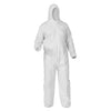 KleenGuard A35 Liquid and Particle Protection Coveralls, Zipper Front, Hooded, Elastic Wrists and Ankles, X-Large, White, 25/Carton