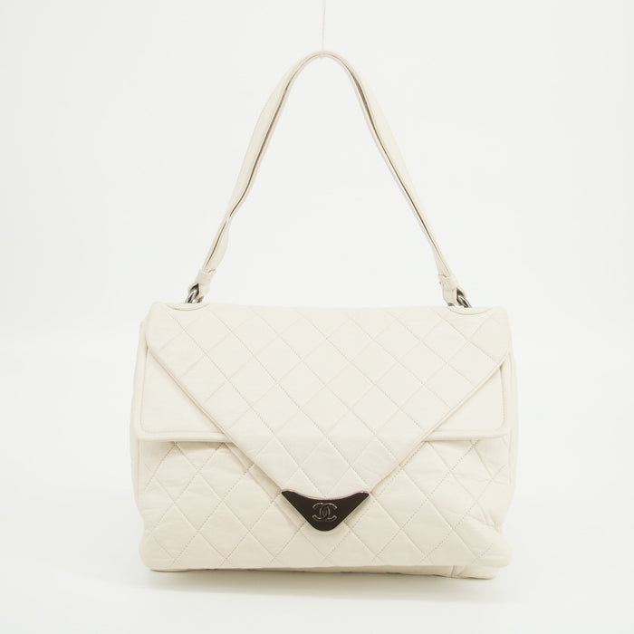 Chanel Envelope Double Flap Shoulder Bag White 11 Series #2619 by Bolt Boutique