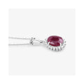 Genuine 10K Ruby and White Diamond Halo Pendant by Fine Color Jewels