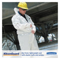 KleenGuard A35 Liquid and Particle Protection Coveralls, Zipper Front, Hooded, Elastic Wrists and Ankles, Large, White, 25/Carton
