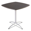 Iceberg iLand Table, Bistro-Height, Square Top, Contoured Edges, 42w x 42d x 42h, Gray Walnut/Silver